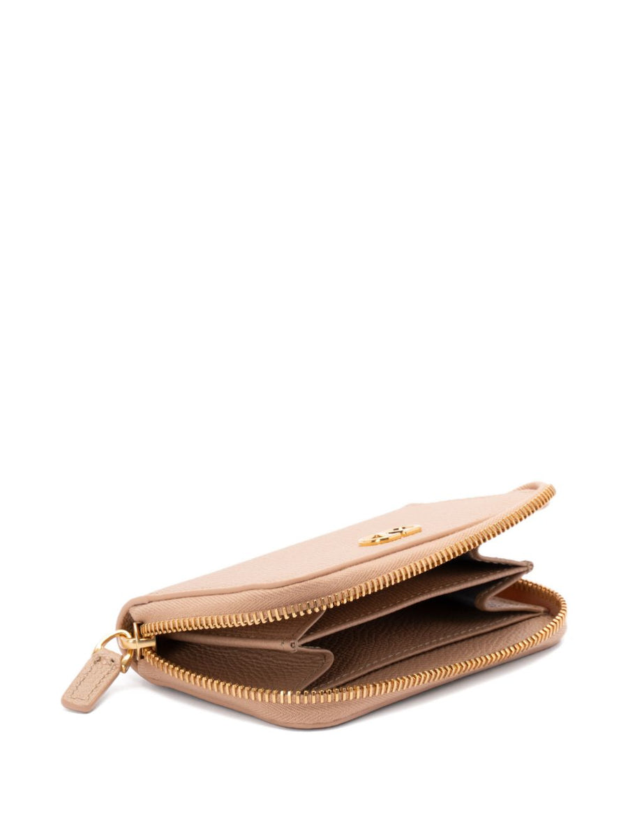 Valentino Garavani VLogo Wallet Pink Calf Leather Compact Mini With Gold Hardware For Women