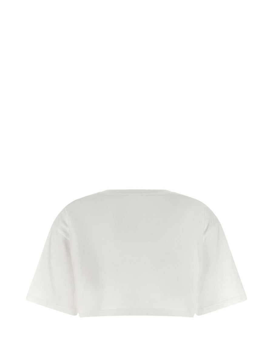 Valentino Cotton T Shirt Women Cropped Ivory Tee With White Print Chez Valentino All Day Comfort