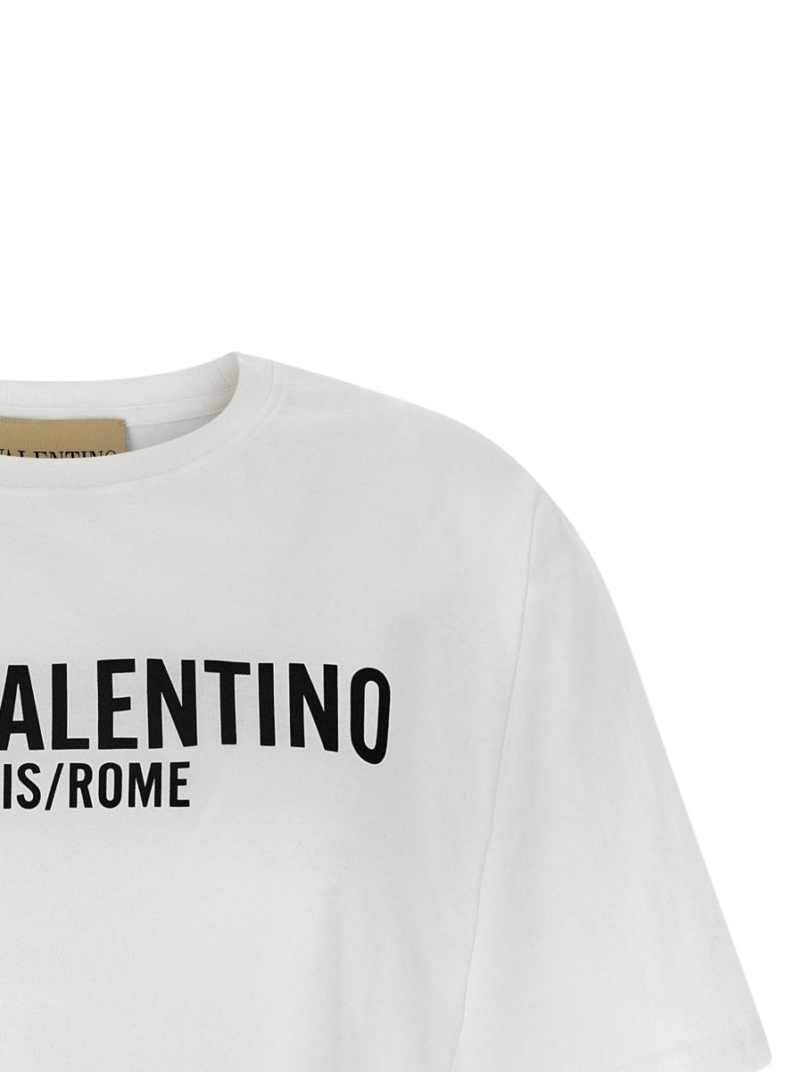 Valentino Cotton T Shirt Women Cropped Ivory Tee With White Print Chez Valentino All Day Comfort
