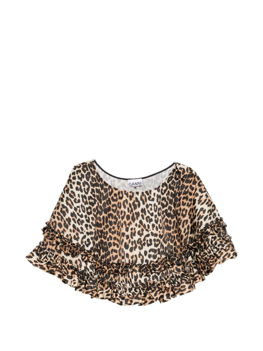 Ganni Nylon Mini Skirt Leopard Print 100 Percent Recycled Polyamide Resort Ready for Women