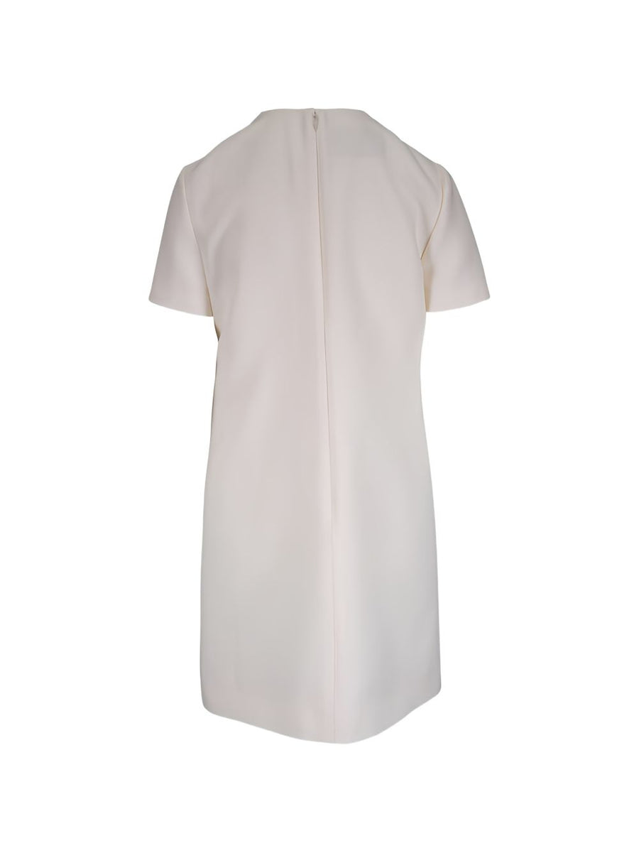 Valentino VLogo Signature Wool Silk Dress Ivory For Women Luxury Designer Eveningwear