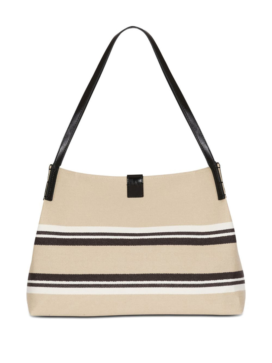 Balmain Medium Release Shopper Bag Canvas Calfskin For Women Luxurious Day To Night Versatility