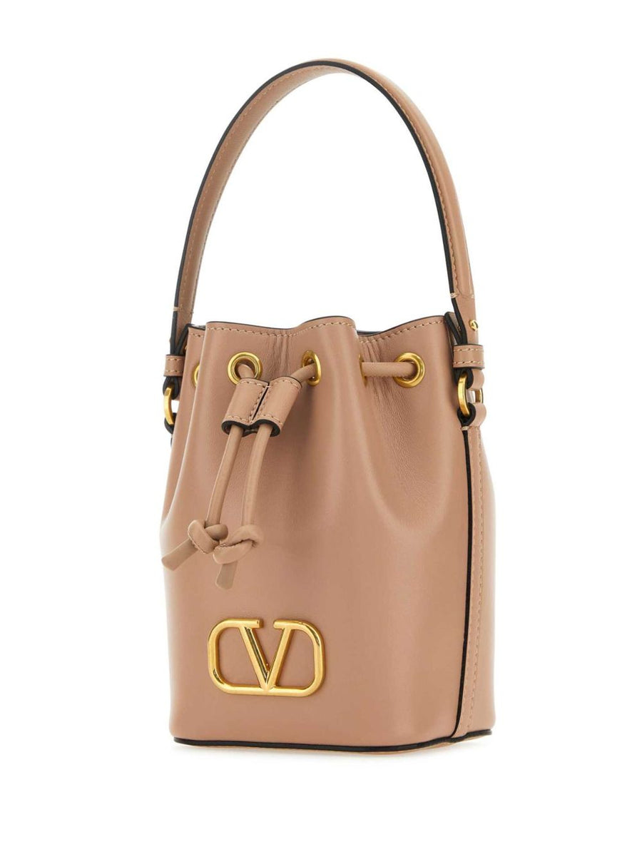 Valentino Garavani VLogo Mini Bucket Bag For Women Luxurious Calf Leather Drawstring Closure