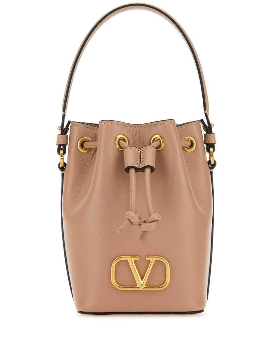Valentino Garavani VLogo Mini Bucket Bag For Women Luxurious Calf Leather Drawstring Closure
