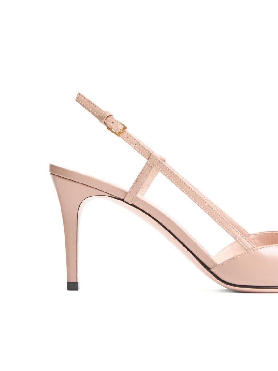 Valentino Garavani VLogo Signature Slingback Decollete 8cm Heel Beige Calf Leather Women