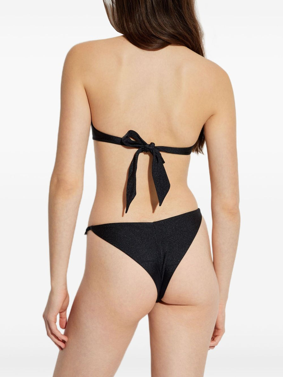 Versace La Medusa Black Triangle Bikini Top Halter With Adjustable Tie For Women