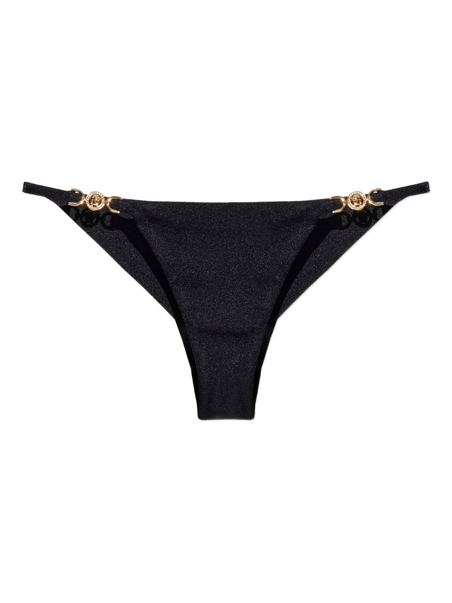 Versace La Medusa Bikini Bottom Black With Gold Hardware Medusa Motif Premium Resort Wear For Women