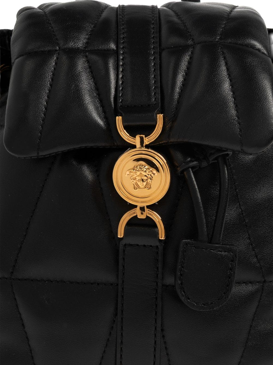 Versace Kleio Quilted Nappa Backpack For Women, Compact Luxury With Gold Hardware