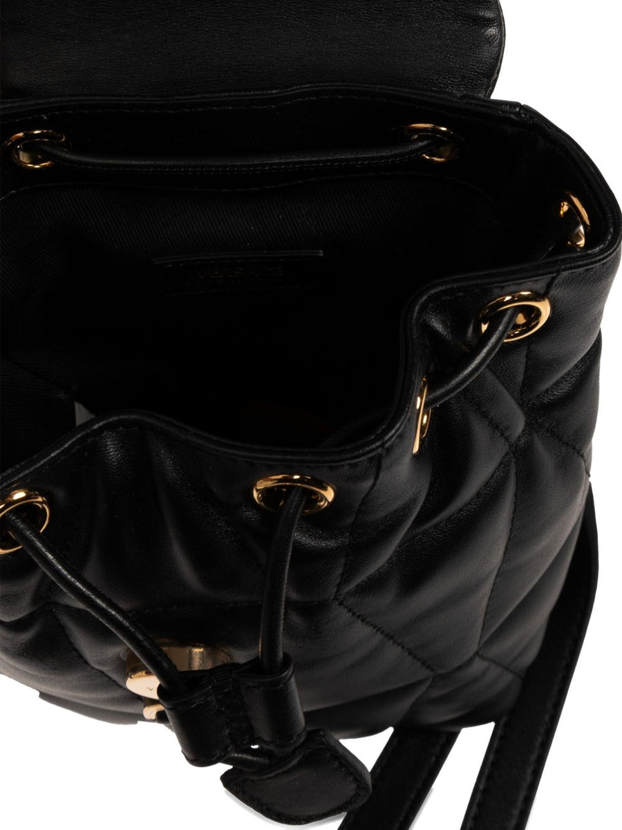 Versace Kleio Quilted Nappa Backpack For Women, Compact Luxury With Gold Hardware