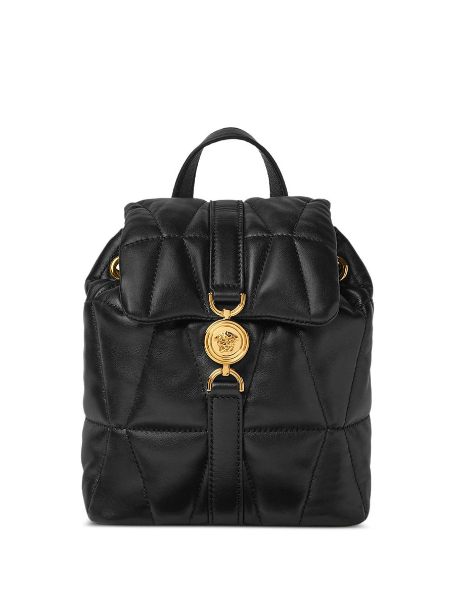 Versace Kleio Quilted Nappa Backpack For Women, Compact Luxury With Gold Hardware