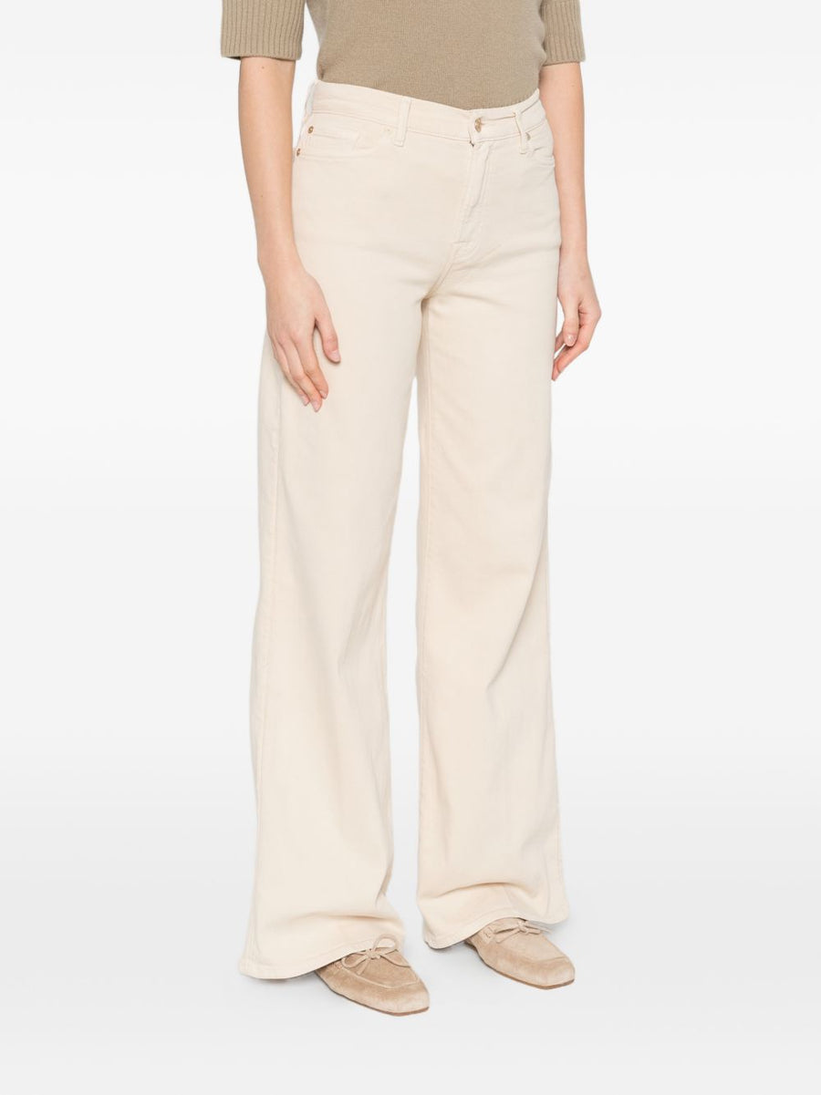 Seven Lotta Beige Wide Leg Denim Jeans For Women With FivePocket Design And Belt Loops
