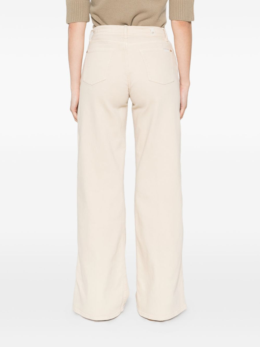 Seven Lotta Beige Wide Leg Denim Jeans For Women With FivePocket Design And Belt Loops