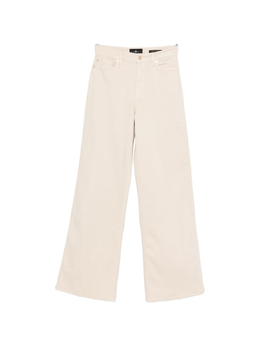 Seven Lotta Beige Wide Leg Denim Jeans For Women With FivePocket Design And Belt Loops