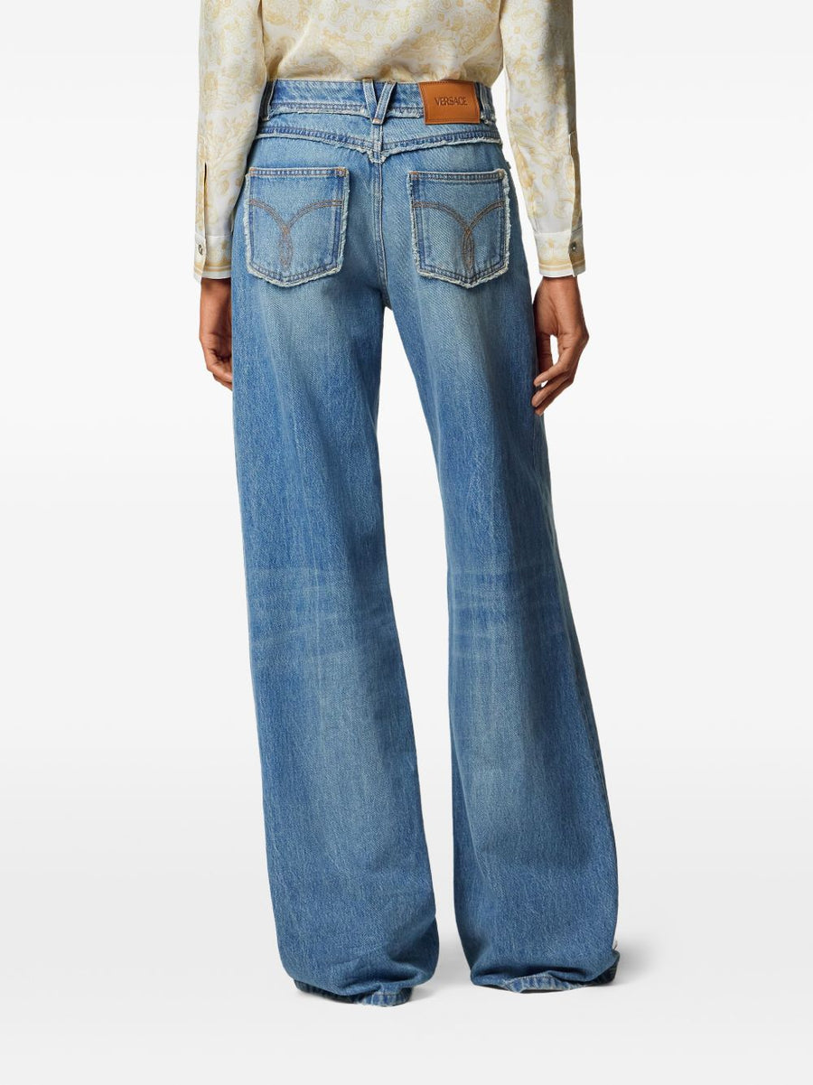 Versace Denim Jeans For Women Premium 100 Percent Cotton Navy Denim With Back Yoke And Five Pocket Luxury