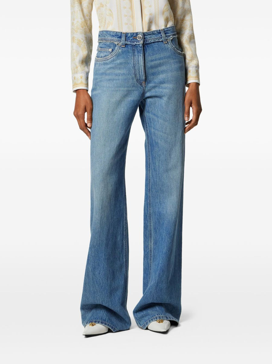 Versace Denim Jeans For Women Premium 100 Percent Cotton Navy Denim With Back Yoke And Five Pocket Luxury