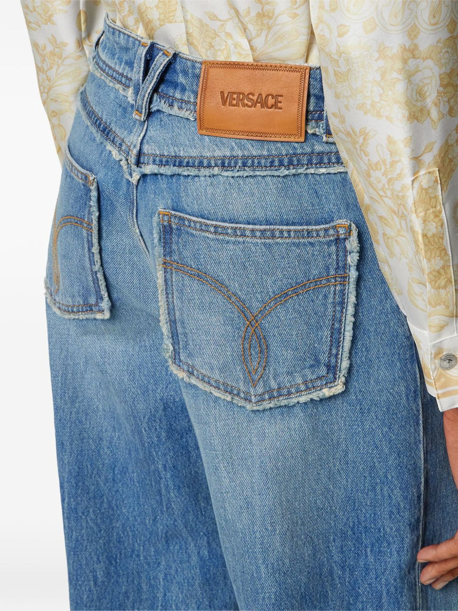 Versace Denim Jeans For Women Premium 100 Percent Cotton Navy Denim With Back Yoke And Five Pocket Luxury