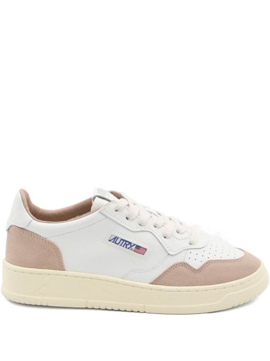Autry Medialist Low Leather Sneakers For Women Premium Calf Leather Suede Nylon All Day Comfort Powder Detailing