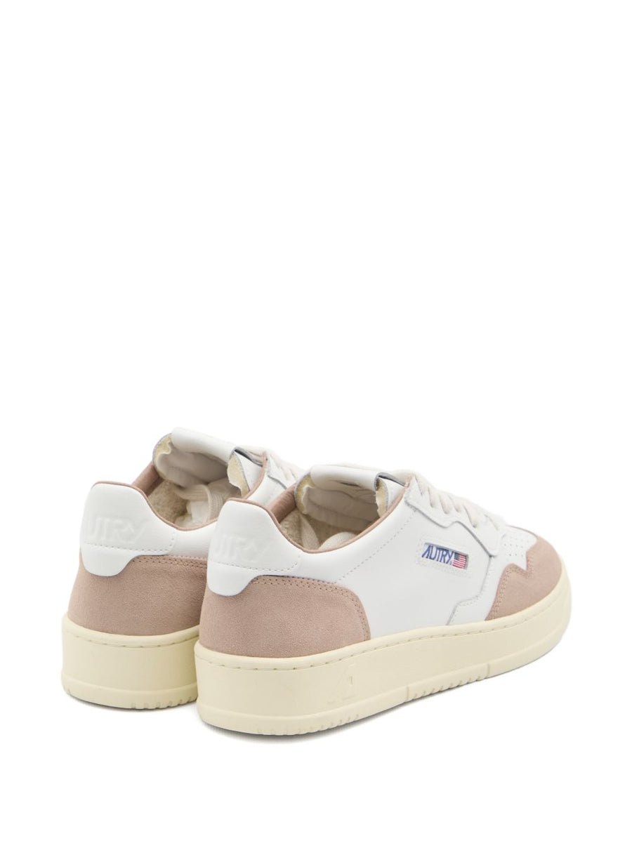 Autry Medialist Low Leather Sneakers For Women Premium Calf Leather Suede Nylon All Day Comfort Powder Detailing
