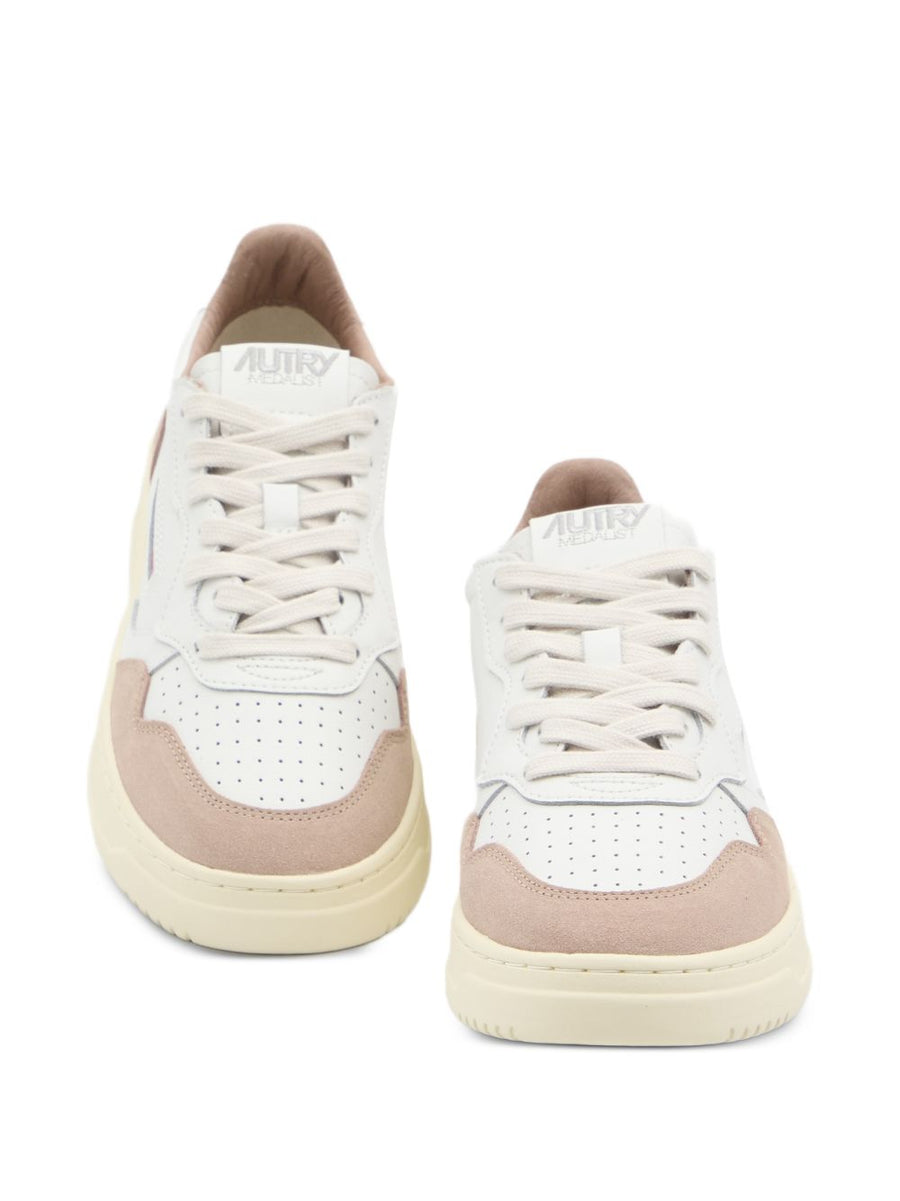 Autry Medialist Low Leather Sneakers For Women Premium Calf Leather Suede Nylon All Day Comfort Powder Detailing