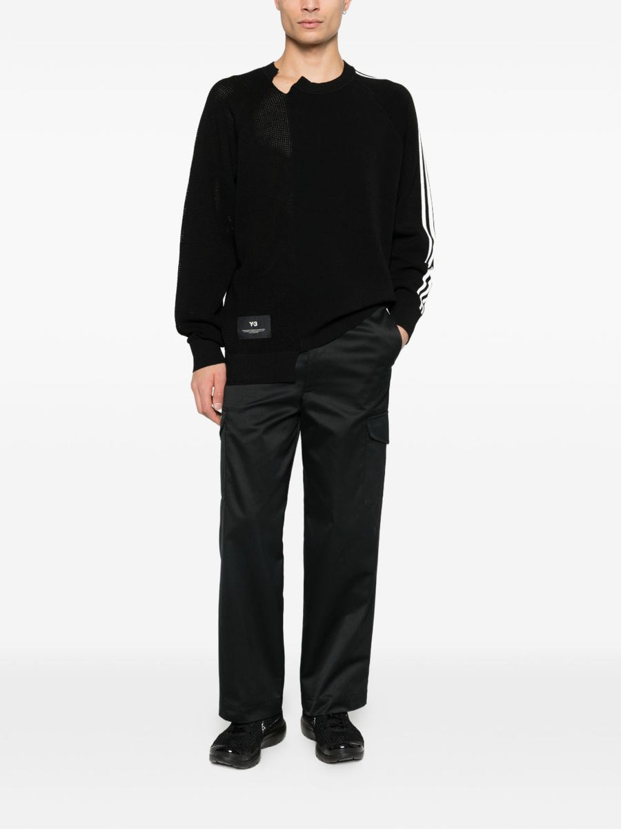 Y-3 Logo Cotton Sweatshirt for Women Black Crew Neck Everyday Layering Essential
