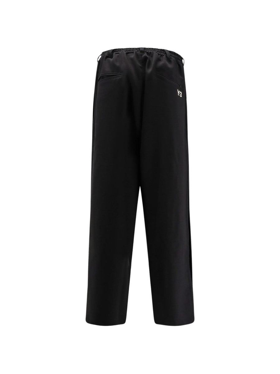 Y-3 Track Pants For Men Premium Black Polyester Everyday Wear Street Style Casual Everyday Essential