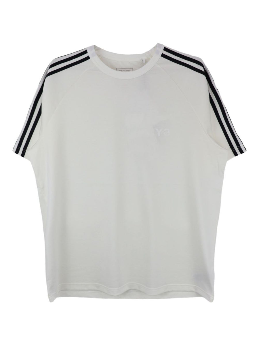 Y3 Logo T Shirt For Men Lyocell Blend Raglan Sleeve White Premium Streetwear Signature Branding