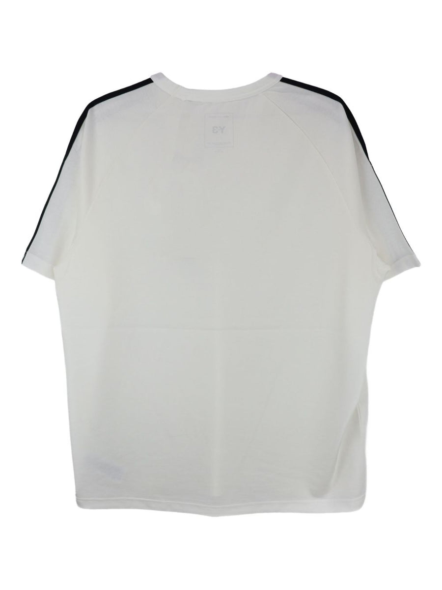 Y3 Logo T Shirt For Men Lyocell Blend Raglan Sleeve White Premium Streetwear Signature Branding
