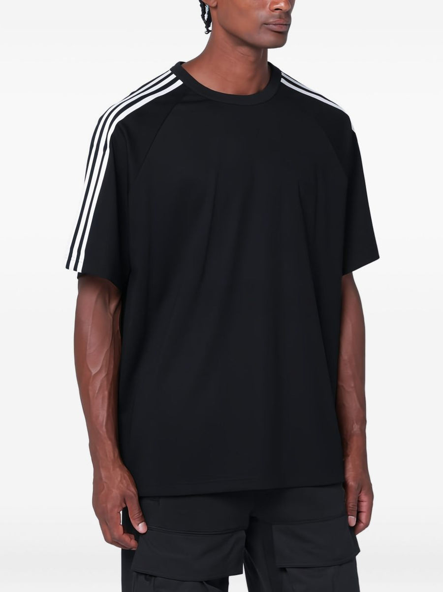 Y3 Logo T Shirt Men Raglan Sleeves Crew Neck Premium Streetwear Tee With Signature Three Stripes