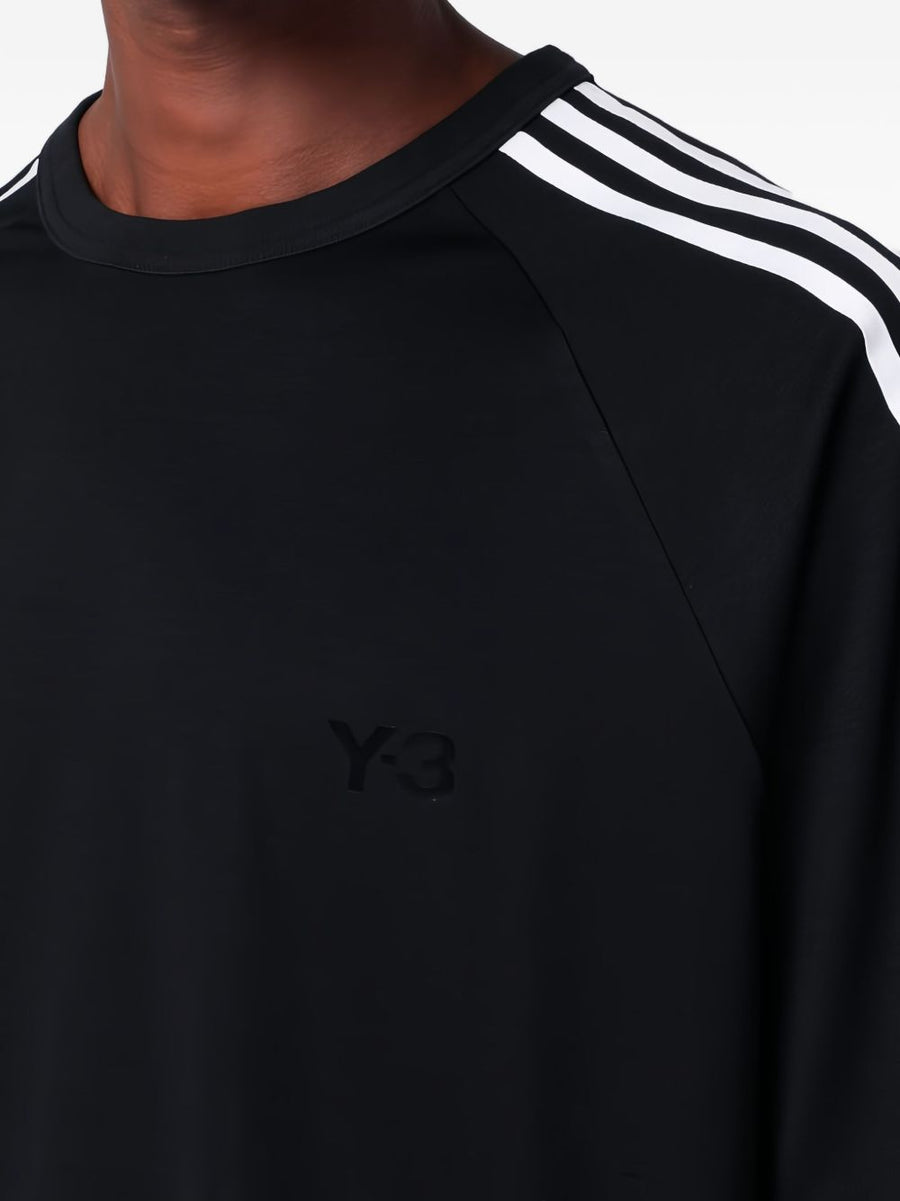 Y3 Logo T Shirt Men Raglan Sleeves Crew Neck Premium Streetwear Tee With Signature Three Stripes