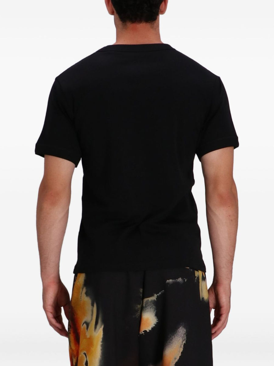 Y3 Logo T Shirt Black Cotton Unisex Regular Fit Premium Minimalist Tee Versatile Everyday Wear