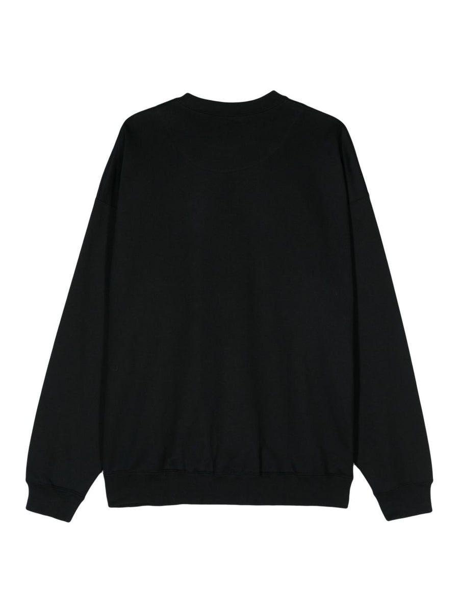 Y-3 Logo Cotton Sweatshirt Unisex Fleece Lined Comfort Jersey Top With Chest Logo Black