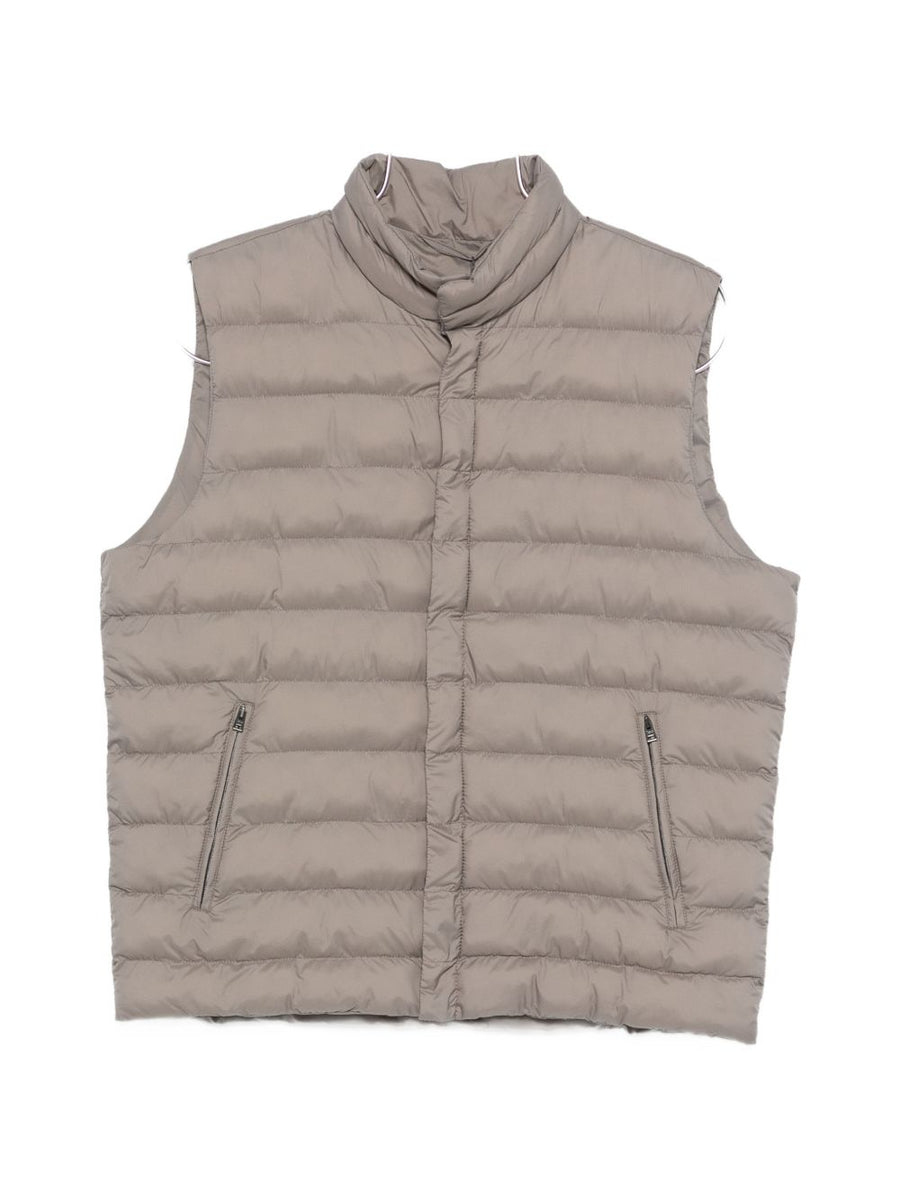 Herno Nylon Down Vest For Men Grey Lightweight Warmth High Neck Versatile Layering