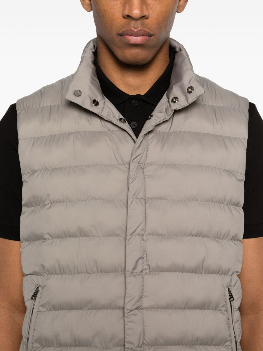 Herno Nylon Down Vest For Men Grey Lightweight Warmth High Neck Versatile Layering