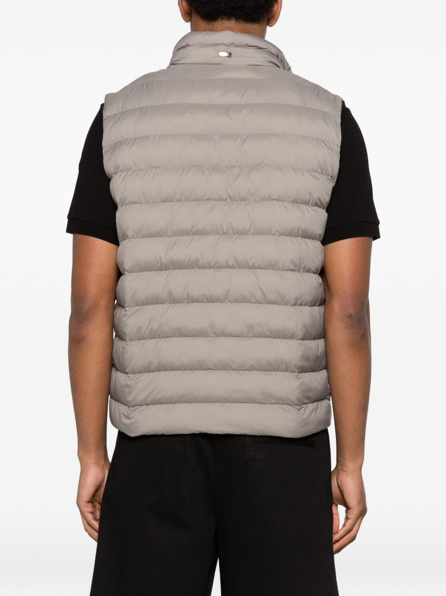 Herno Nylon Down Vest For Men Grey Lightweight Warmth High Neck Versatile Layering