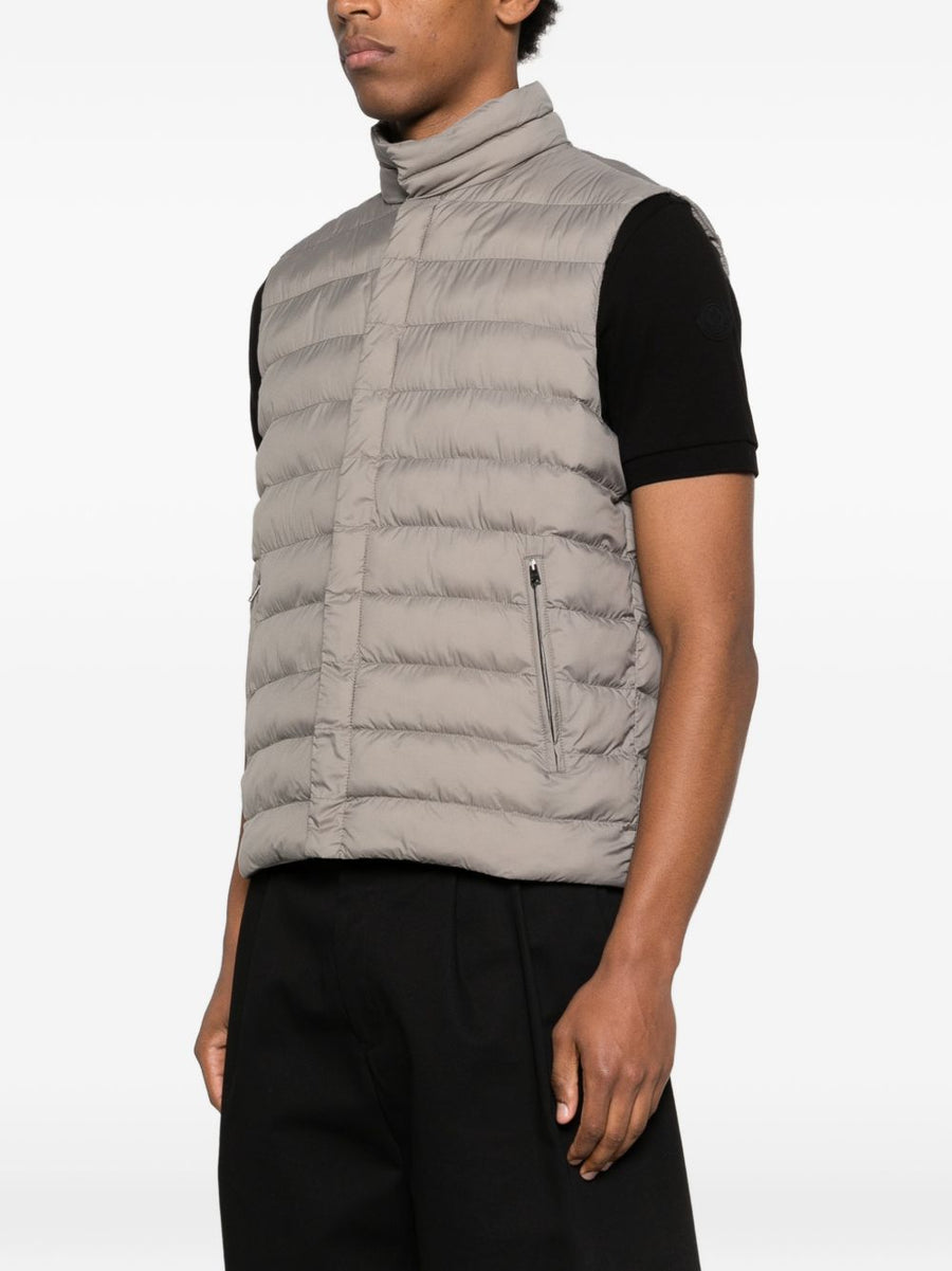 Herno Nylon Down Vest For Men Grey Lightweight Warmth High Neck Versatile Layering