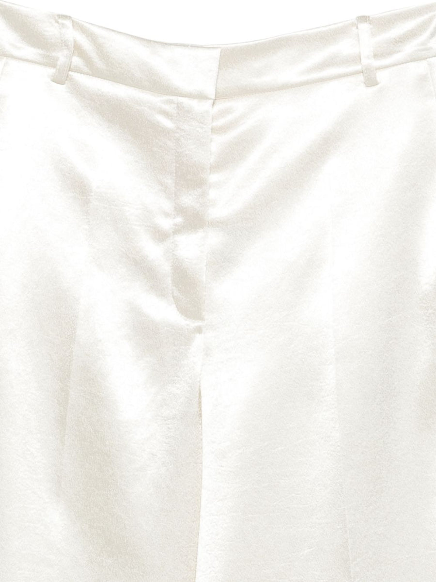 Alysi Shiny White Trousers for Women, Wide-Leg, Lustrous Finish for Day to Night Looks