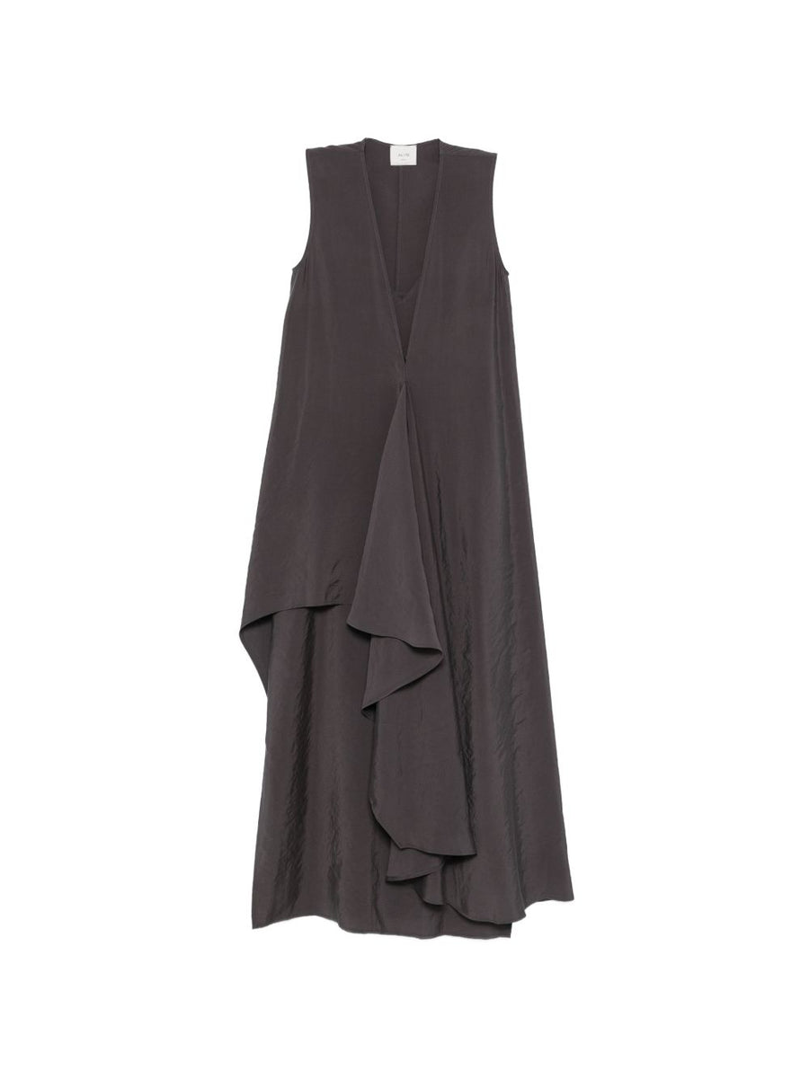 Alysi V-neck sleeveless ruffle detail Long dress