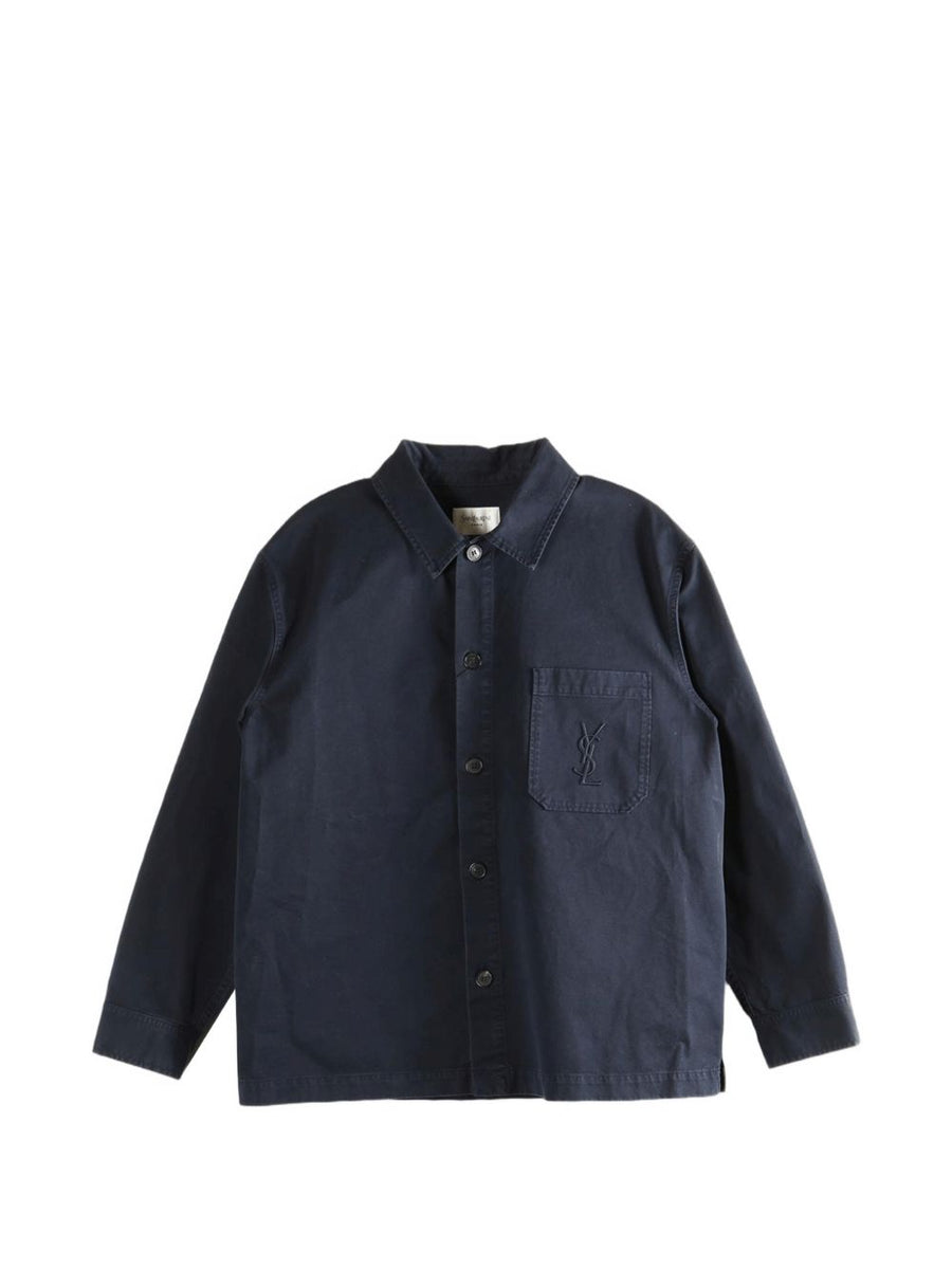 Saint Laurent Navy Cotton Overshirt For Men Versatile Layer With Quiet Luxury Spring Summer 2026