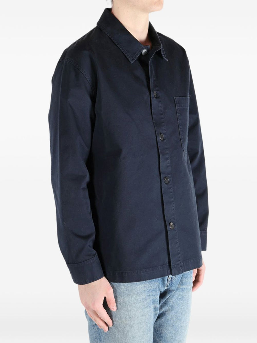 Saint Laurent Navy Cotton Overshirt For Men Versatile Layer With Quiet Luxury Spring Summer 2026