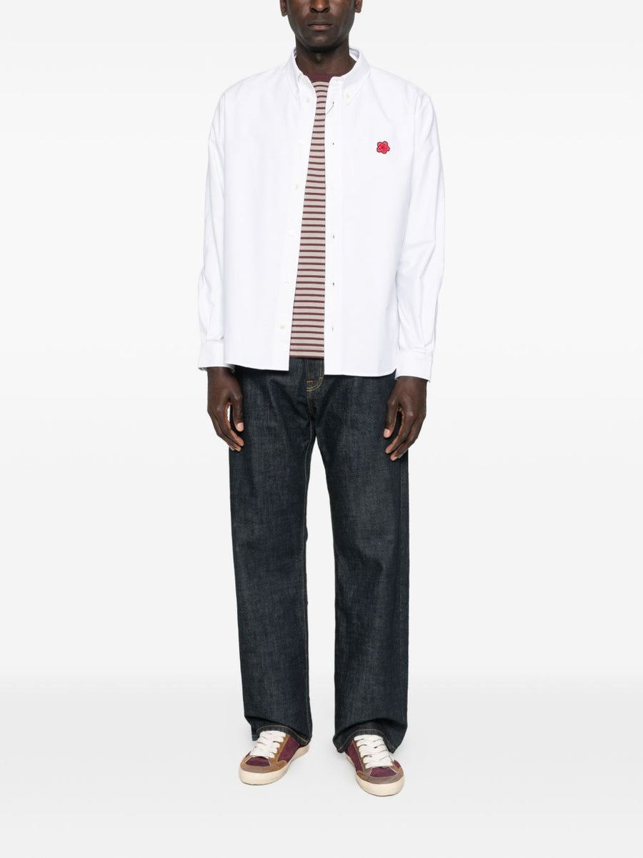 Kenzo Boke Flower Cotton Shirt For Men White Front Button Down With Stylish Floral Motif