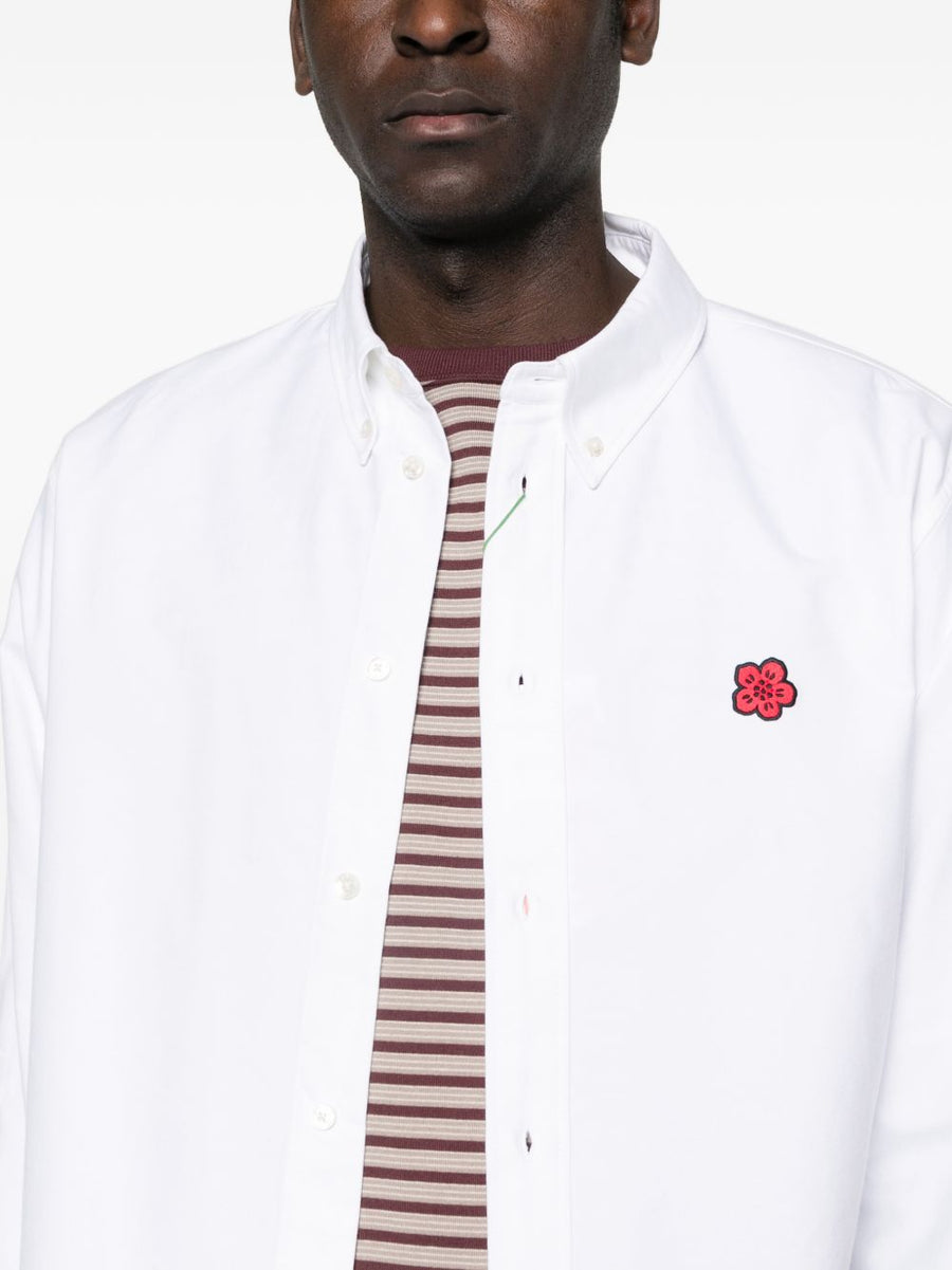 Kenzo Boke Flower Cotton Shirt For Men White Front Button Down With Stylish Floral Motif