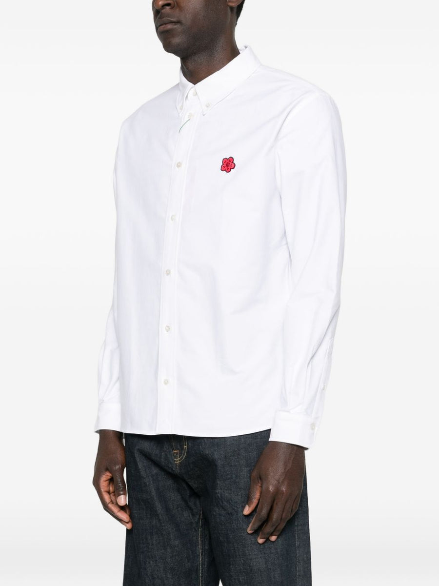 Kenzo Boke Flower Cotton Shirt For Men White Front Button Down With Stylish Floral Motif
