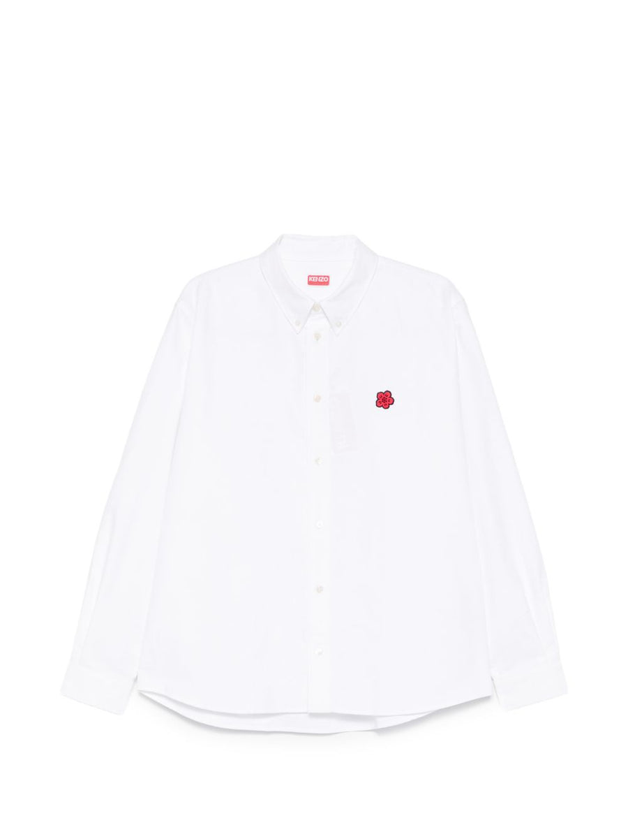 Kenzo Boke Flower Cotton Shirt For Men White Front Button Down With Stylish Floral Motif
