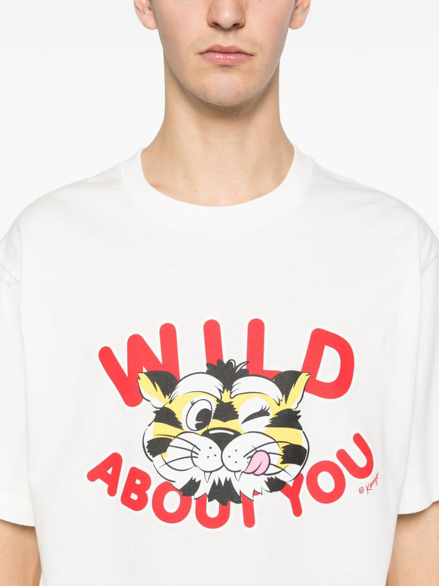Kenzo Wild Tiger Organic Cotton T Shirt For Men White Graphic Tee Bold Luxury Essential