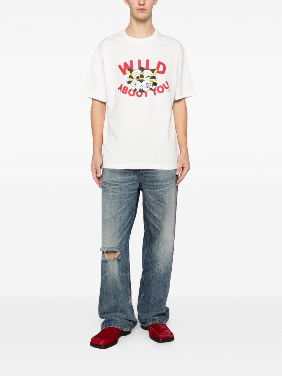 Kenzo Wild Tiger Organic Cotton T Shirt For Men White Graphic Tee Bold Luxury Essential