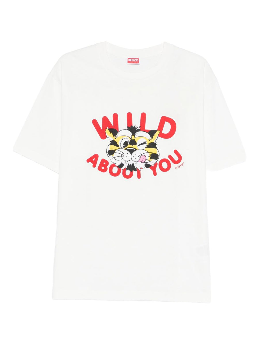 Kenzo Wild Tiger Organic Cotton T Shirt For Men White Graphic Tee Bold Luxury Essential