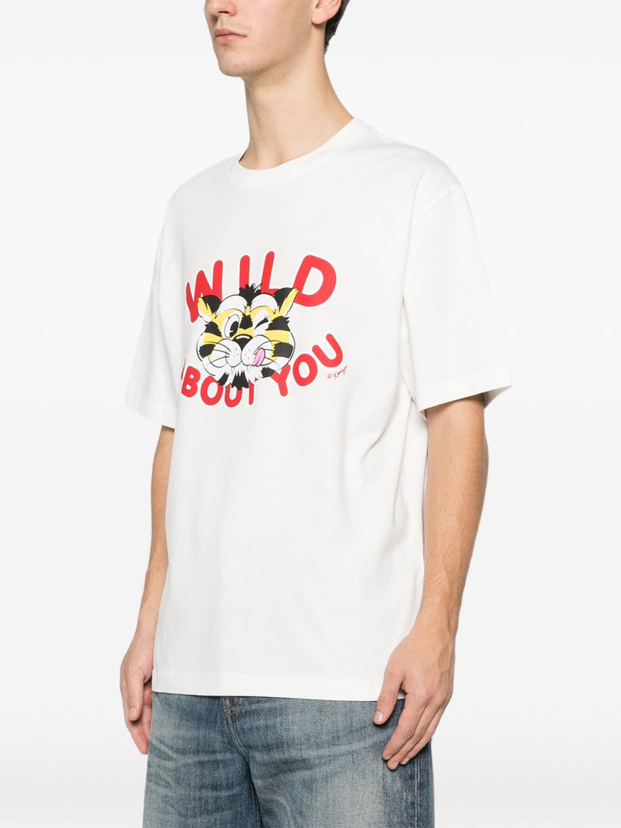 Kenzo Wild Tiger Organic Cotton T Shirt For Men White Graphic Tee Bold Luxury Essential
