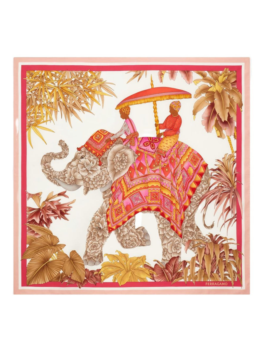 Ferragamo Silk Scarf 100 Percent Silk Indian Print Luxurious 90cm Square For Women