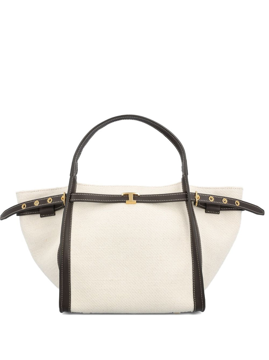 Tod's White Calf Leather Small Shopping Bag Top Handle For Women Minimal Luxury New Season