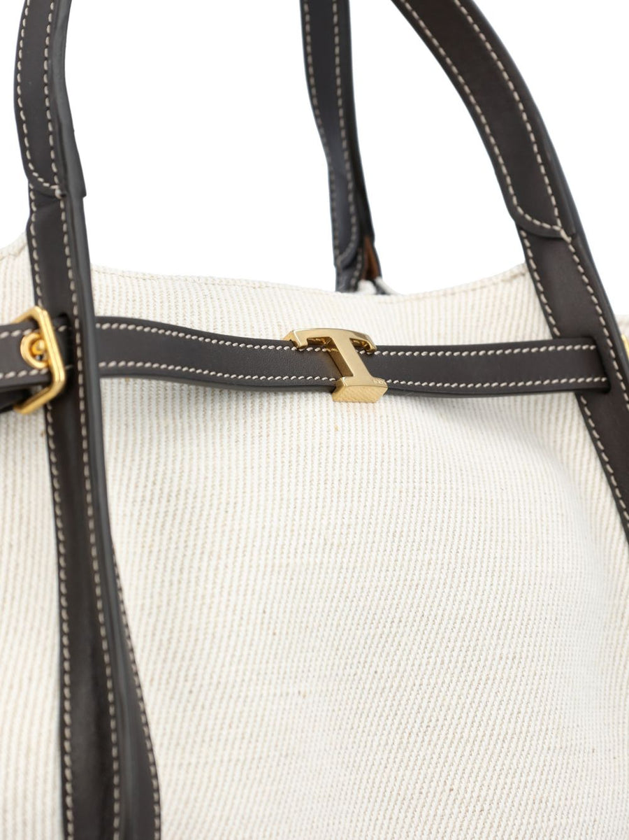 Tod's White Calf Leather Small Shopping Bag Top Handle For Women Minimal Luxury New Season